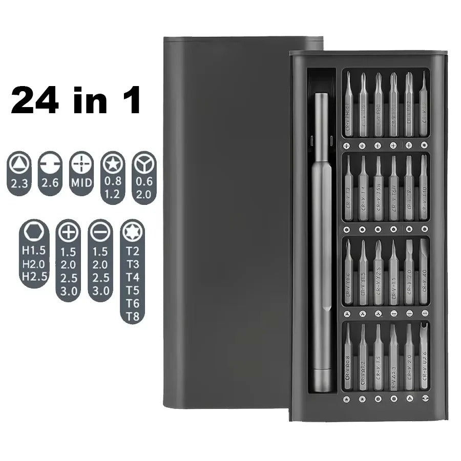 24 in 1 Screwdriver Set Precision Magnetic Driver Bits Mini Tool Case Detachable for Smart Home PC Computer Phone Repair